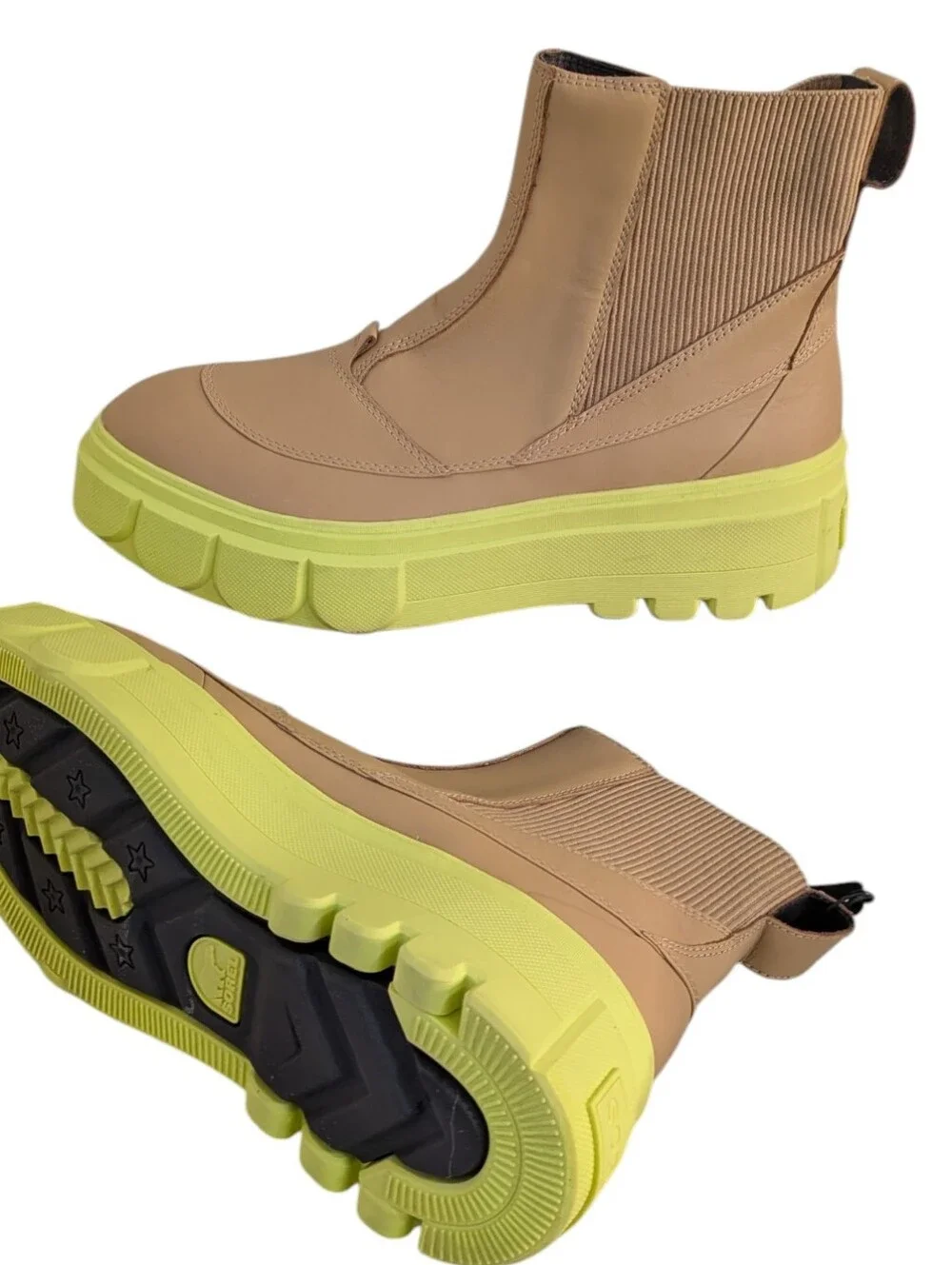 SOREL CARIBOU X Waterproof Platform Women’s Chelsea Boot | Canoe/Tippet .Size 12